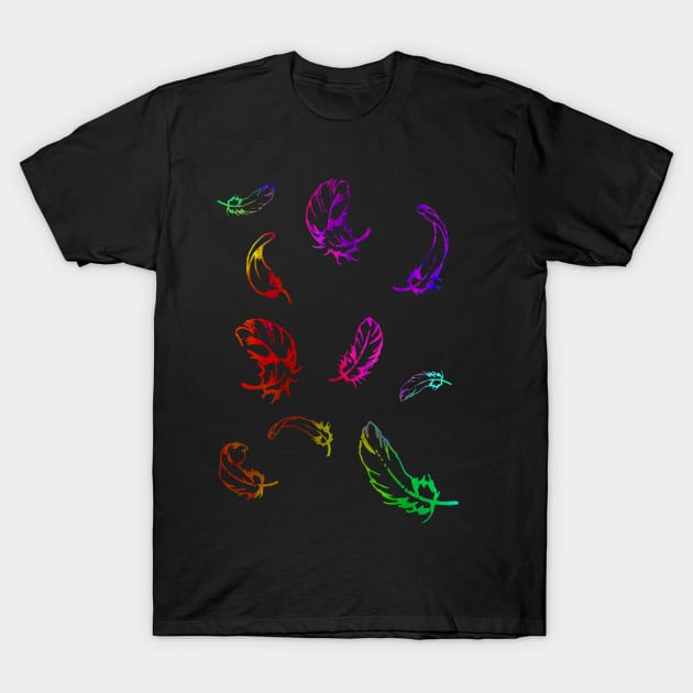 Colorful feathers falling T-Shirt by ddtk